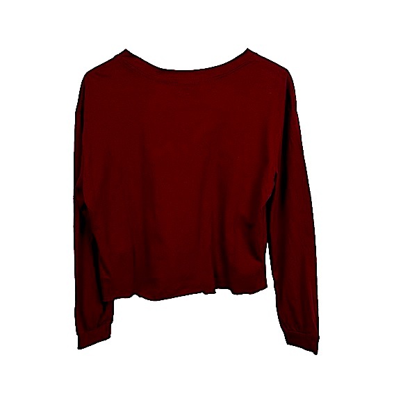 NWT Messy Bun Just Chillin Long Sleeve Colorado Crop in Burgundy Wine Color Sz S - Picture 13 of 16